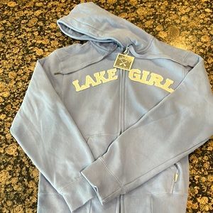 NWT - Women’s light blue Lake Girl hooded zip up - size small